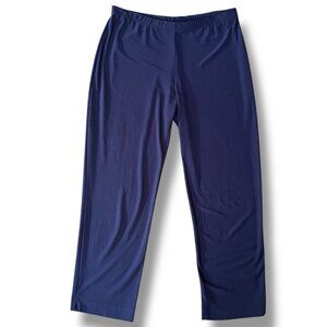 Clara Sun Woo Womens Pant Sz XL Navy Blue Straight Leg Ankle Pull On Minimalist